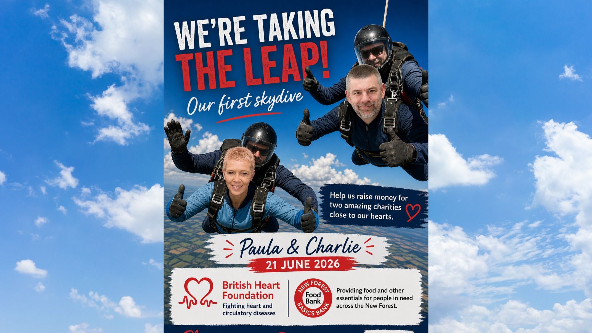 Paula & Charlie are doing a skydive!