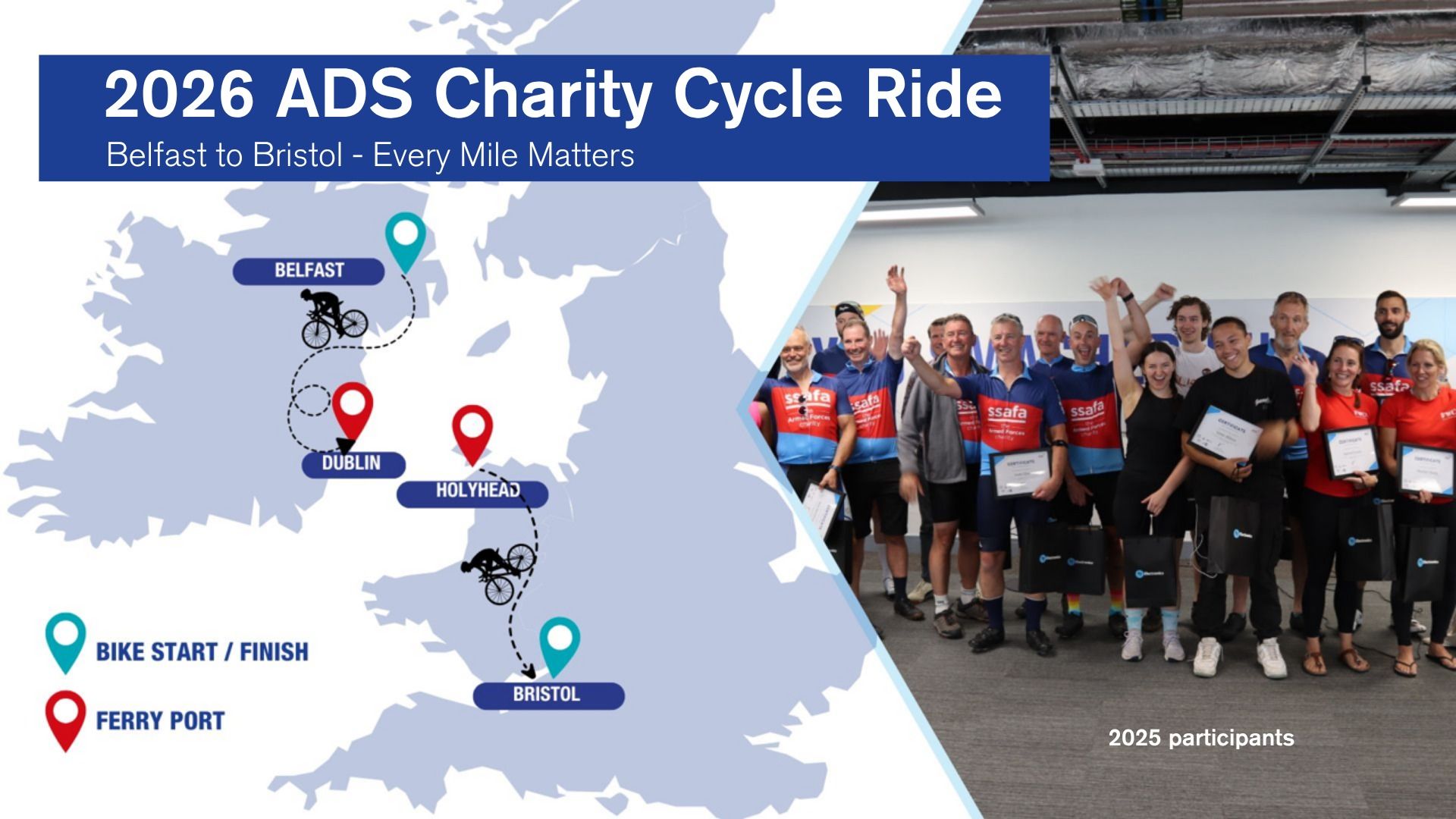ADS Charity Cycle 2026: Belfast to Bristol