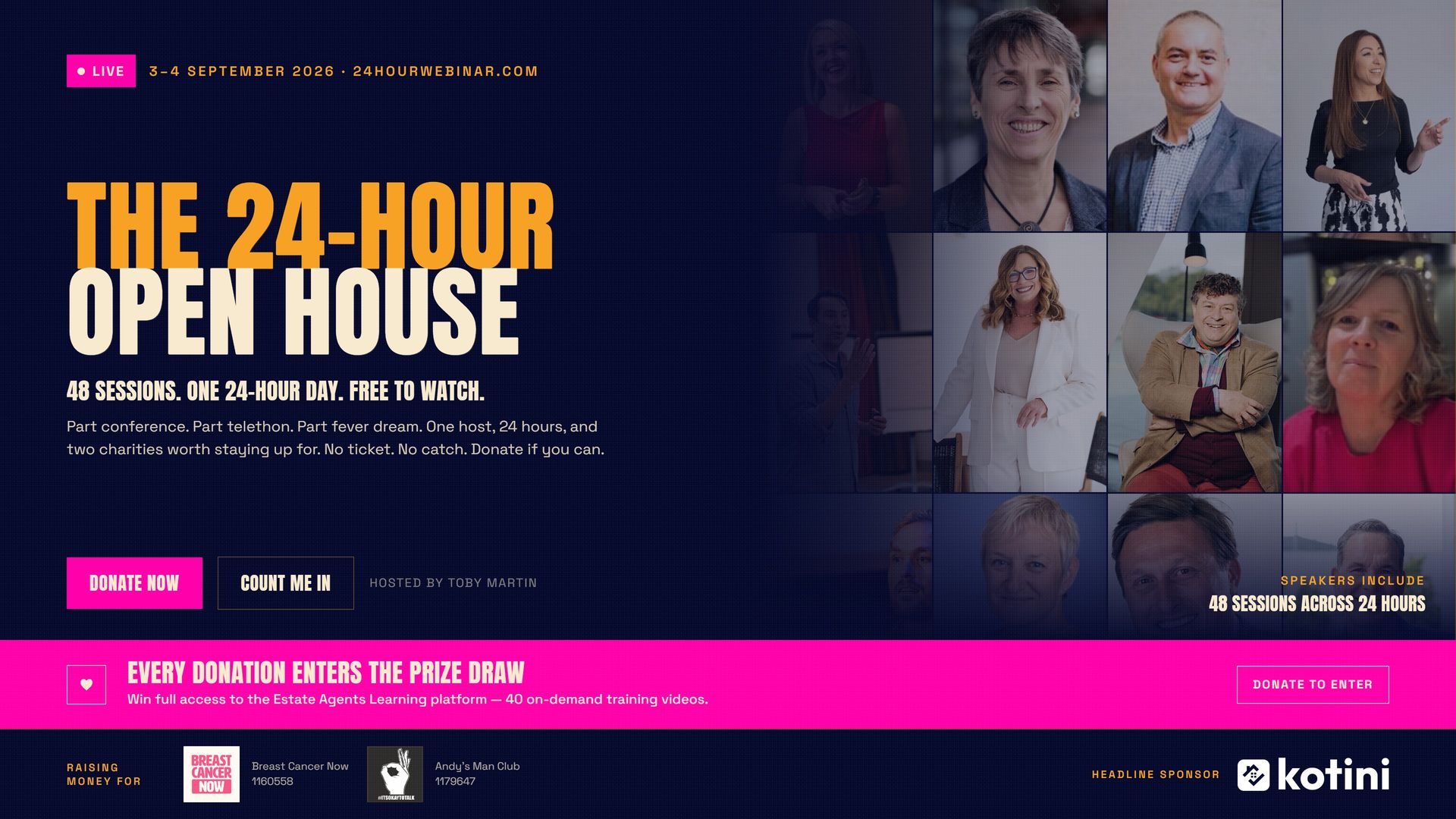 The 24-Hour Open House — 24 hours, 48 sessions, no sleep, all for Breast Cancer Now and Andy's Man Club