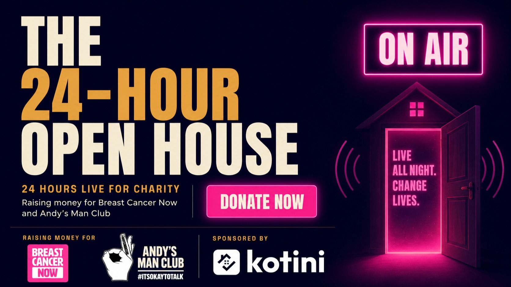 The 24-Hour Open House — 24 hours, 48 sessions, no sleep, all for Breast Cancer Now and Andy's Man Club