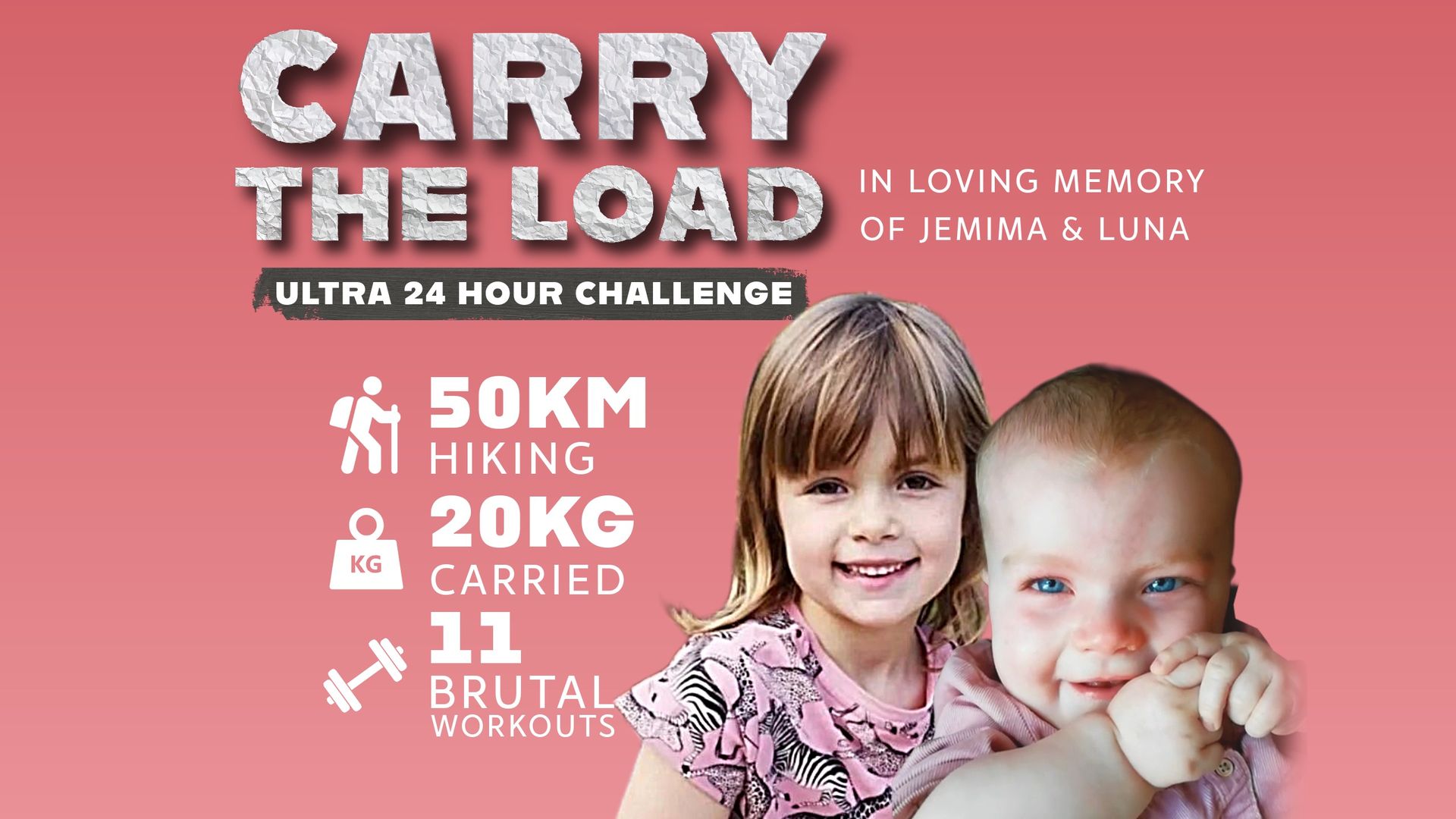 50km, 11 workouts, 12 Friends, 2 Daughters Never Forgotten