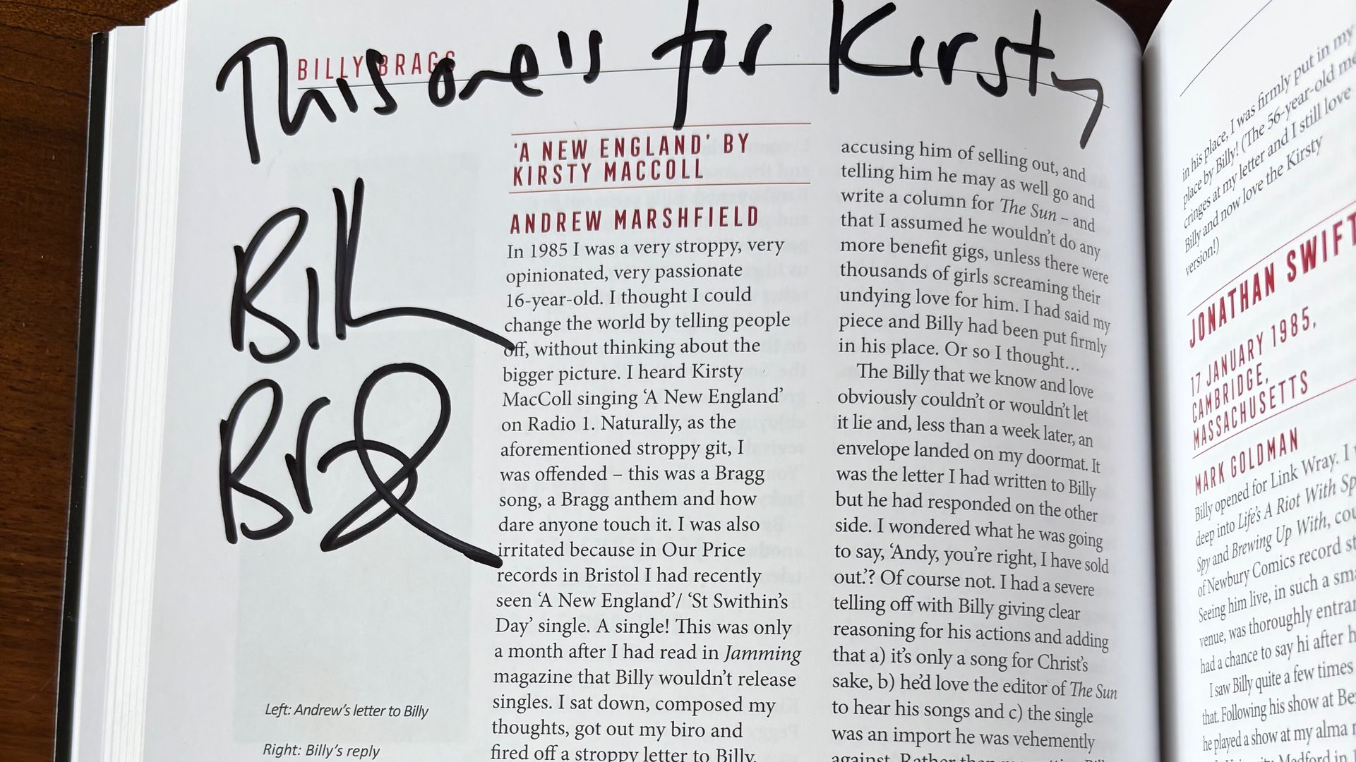 Win a Billy Bragg book, signed specially for Kirsty MacColl fans