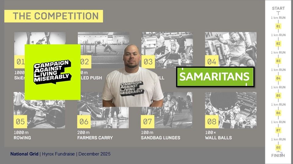 James Hounsell Hyrox Fundraiser for Calm / Samaritans