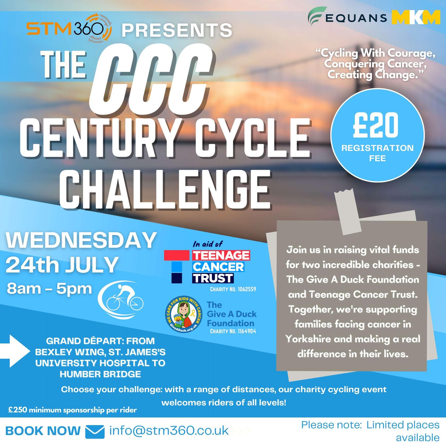The CCC Century Cycle Challenge in aid of Teenage Cancer Trust and Give a Duck Foundation