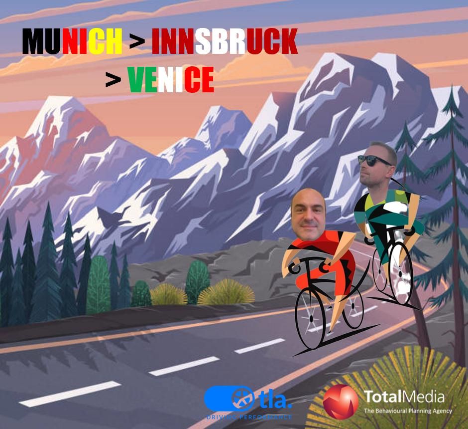 Total Media's Gary & Jay's Munich to Venice cycle in aid of YWF & NSPCC